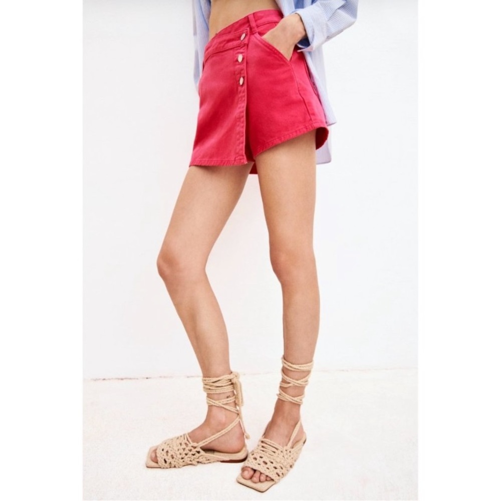 💞 ZARA HOT PINK DENIM COTTON SKORT! - Picture 11 of 12